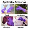 20/50/100PCS Purple Nitrile Gloves Disposable 5Mil Anti-Slip Gardening Gloves Textured Grip Cleaning Working Protictive Gloves