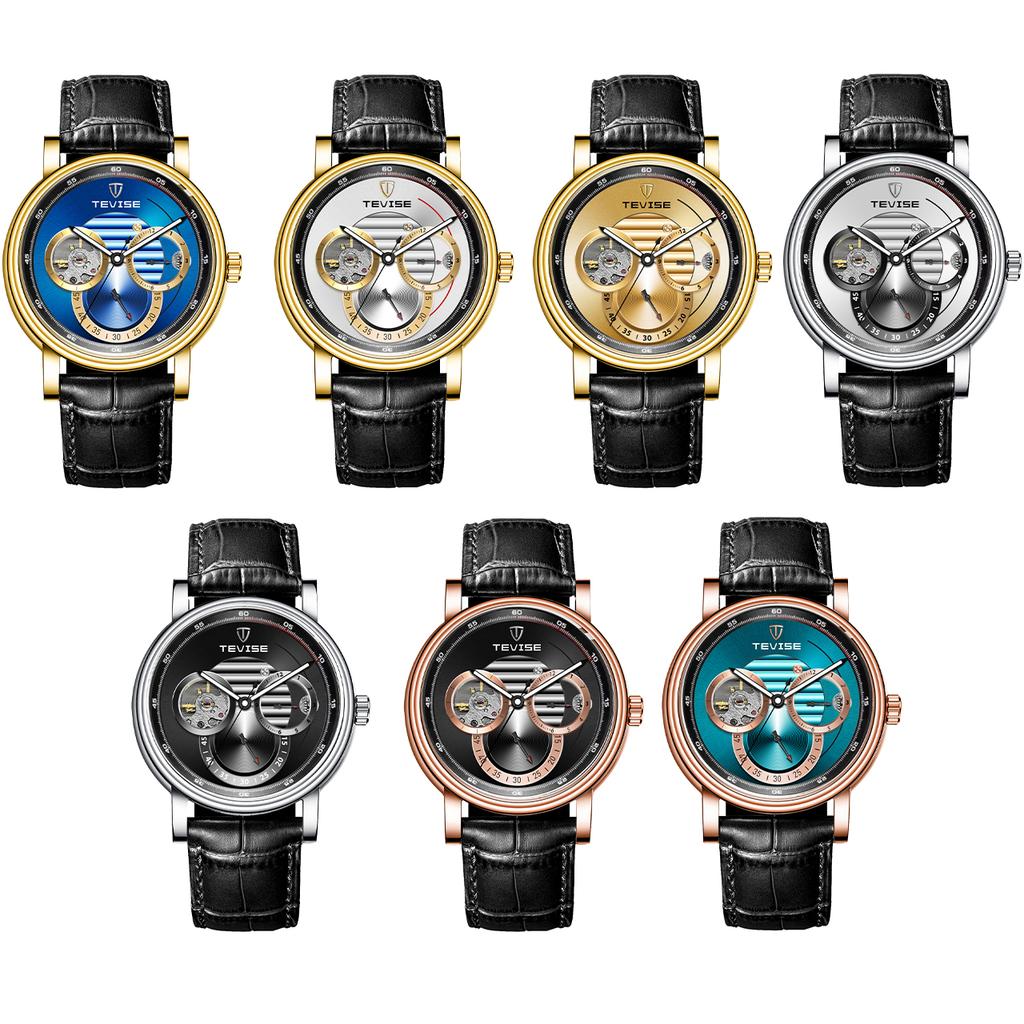 Relógio mecânico masculino totalmente automático Tourbillon Hollow Timing Dial masculino à prova d'água Noctilucente Simples Relógio mecânico empresarial Relógio pessoal