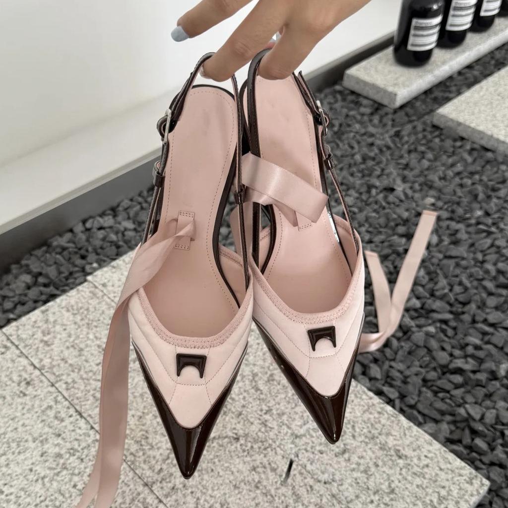 Cowhide version~ niche pointed head special-shaped heel high heels women's ballet style one-word buckle Mary Jane shallow mouth single shoes