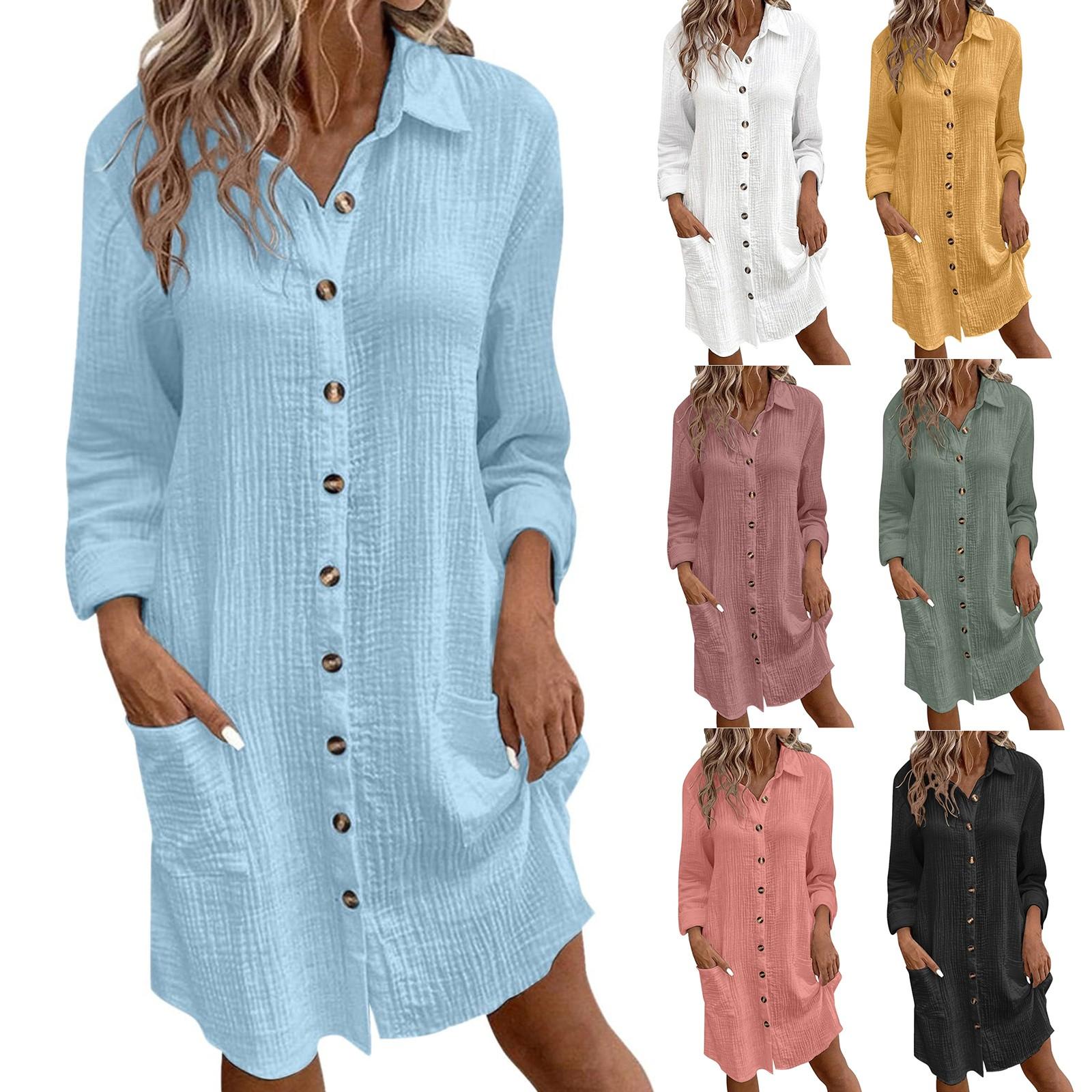 

13/5000 Women s Fashionable V-neck Loose Long-sleeved Dress L чёрный
