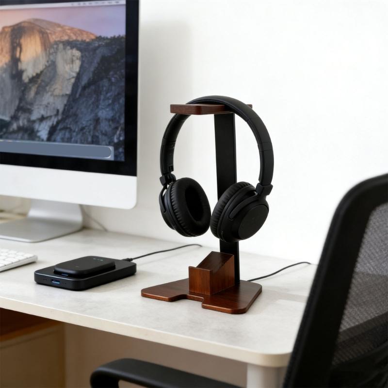 Solid Wood sound Device Stand With Holder For Gaming Gear Accommodates Multiple Systems And Professional Gamepads