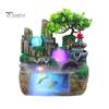 Indoor Fountain Waterfall with LED Faux Crystal Ball Rockery Flowing Water Mini Fish Tank Decoration with Water Atomiser Living Room Home Office