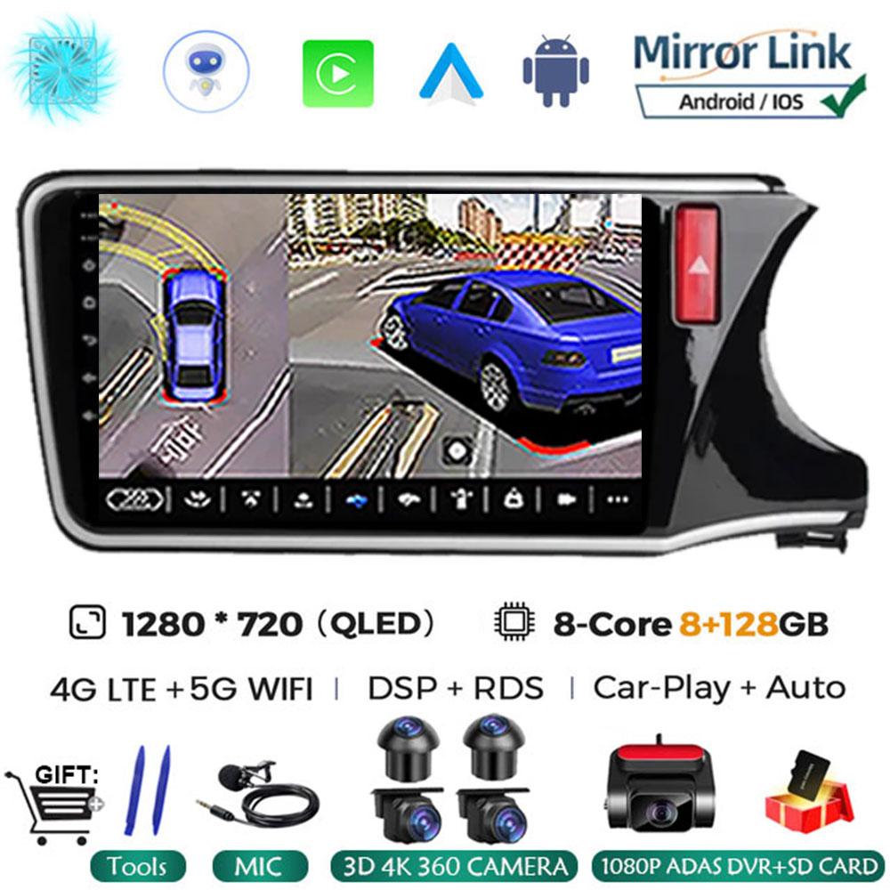 10" Android 14 Player For Honda City Grace RHD 2014 2015 2016 2017 Car Head Unit Radio Stereo Multimedia GPS DVD Touch Screen