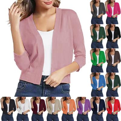 Women's Short Half Sleeve Solid  Office Work Cardigan Causal Plus Coat