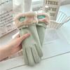 Korean Style Gloves Full Finger Gloves  Driving Mitten Autumn Winter Female Gloves