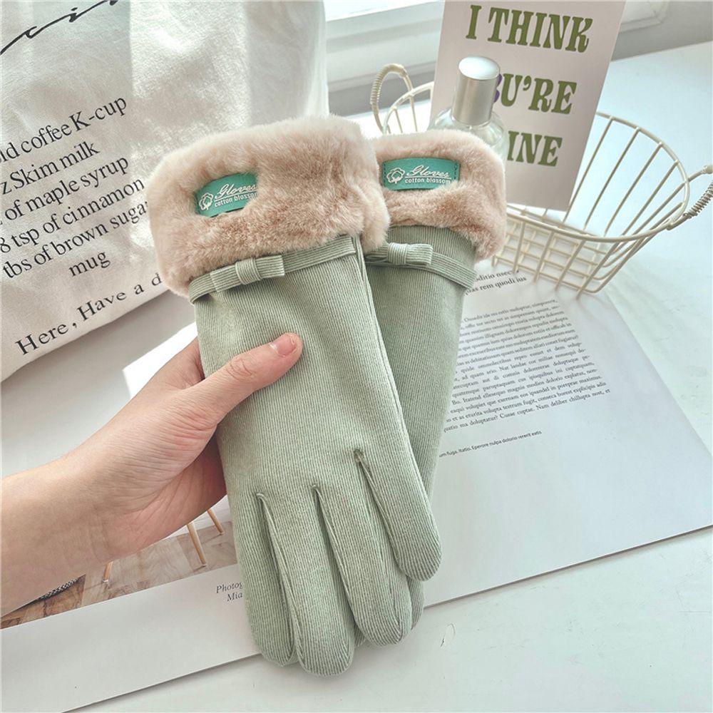 Korean Style Gloves Full Finger Gloves  Driving Mitten Autumn Winter Female Gloves