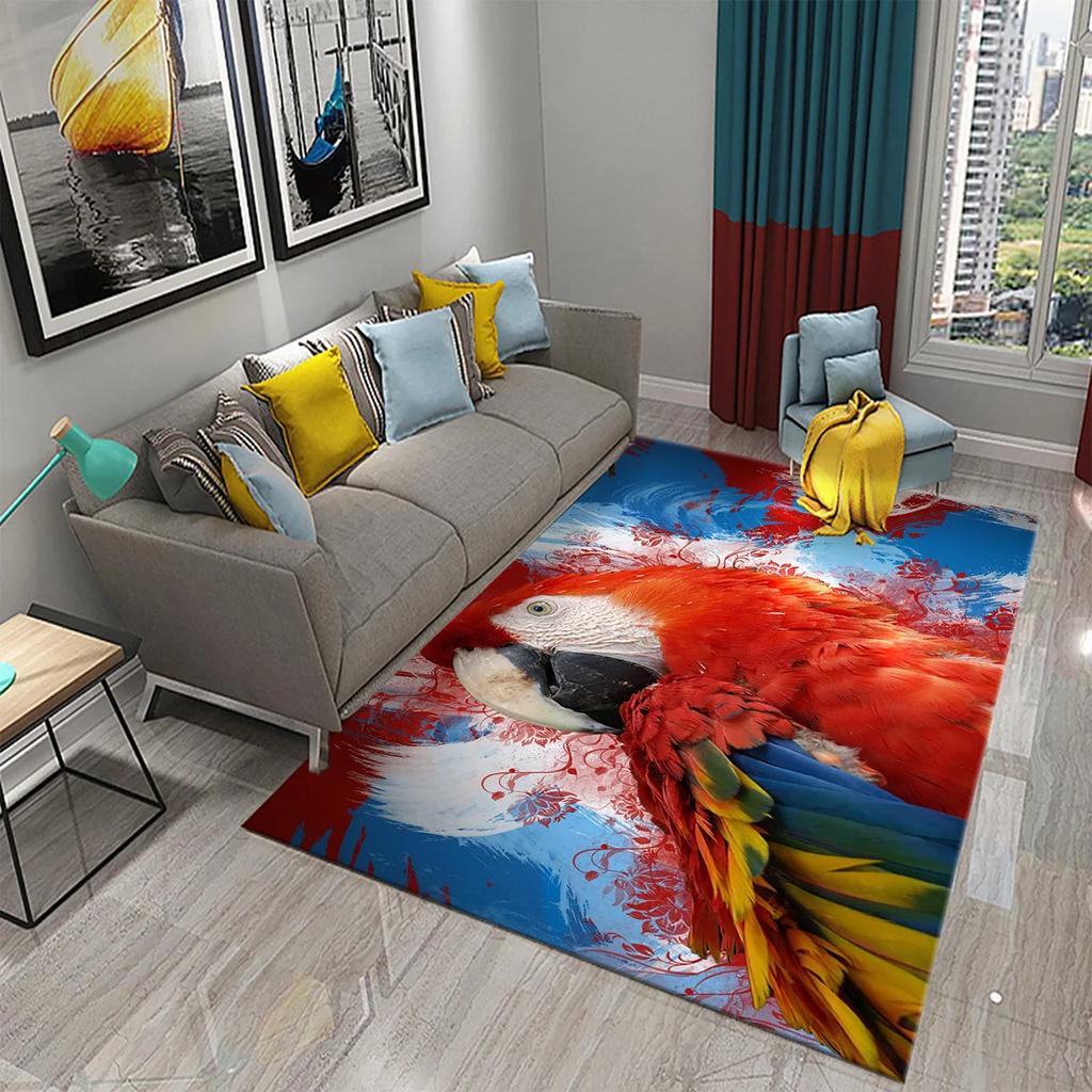 Colorful Parrot Carpet Animal Flower Rugs Kitchen Bathroom Entrance Non-Slip Carpet Bedroom Living Room Sofa Chair Decor Rugs