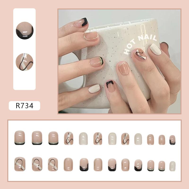 24Pcs Trendy False Nails Patch Gradient Color With Glitter Sequins Design Fake Nails Detachable Full Cover Fake Nail Tips