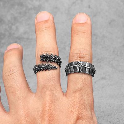 Stainless Steel Men Rings Eivil Dragon Scales Punk Trendy for Women Biker Fashion Jewelry Halloween Creativity Gift