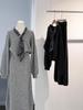 Elegant Autumn/Winter Two-Piece Set: Sweater Jacket & Half Skirt with Silk Scarf for Women.