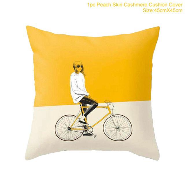 Sandstone Simple Yellow Pillow Geometric Pillow Case Plush Car Living Room Sofa Pillow Nordic
