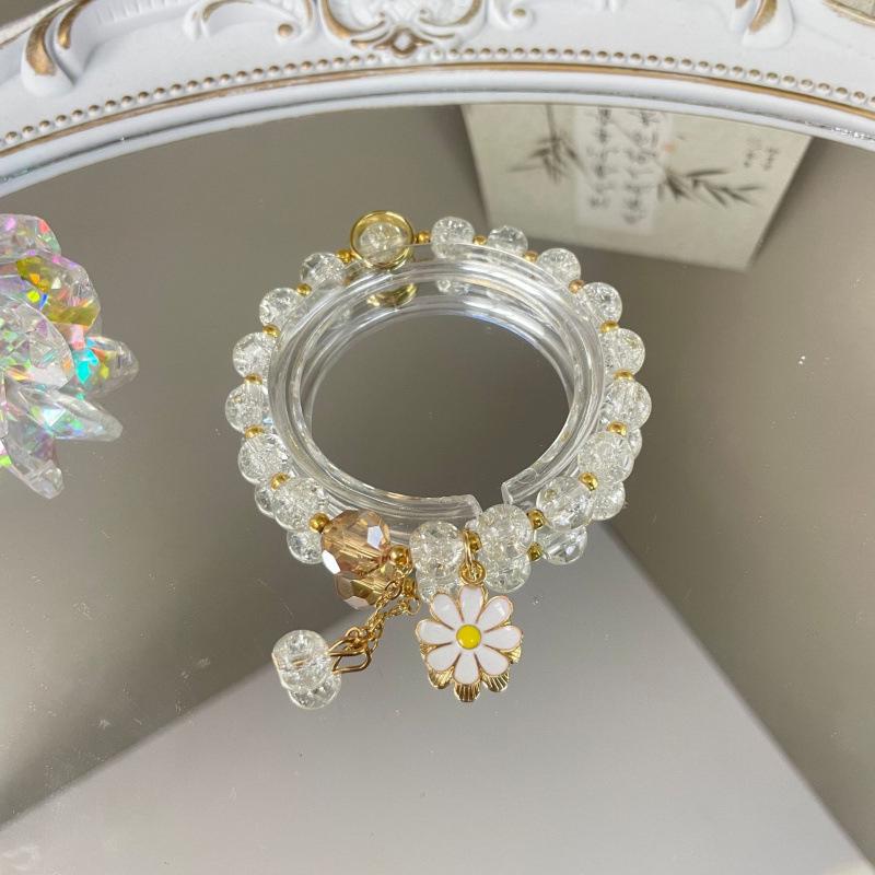 Little Daisy Popcorn Bracelet with Pink Crystal Sunflower – Versatile Women's High-End Feel