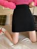 2024 Summer High-Waist Black A-line Midi Skirt - Slimming, Casual Bodycon for Women