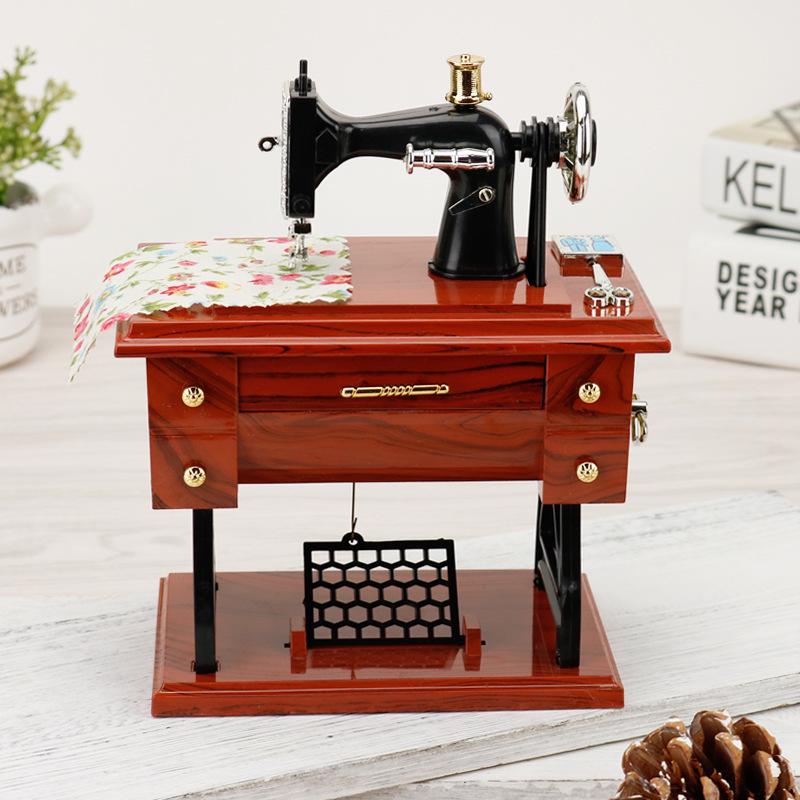 Retro Style Sewing Machine Music Box - Creative Nostalgic Gift