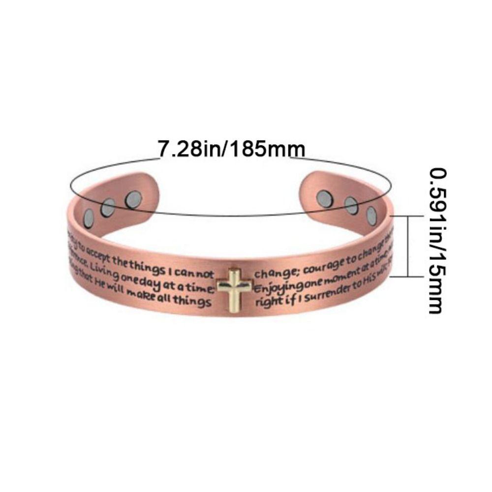 15mm náramky z čisté mědi Nastavitelný náramek s křesťanským křížem pro muže i ženy