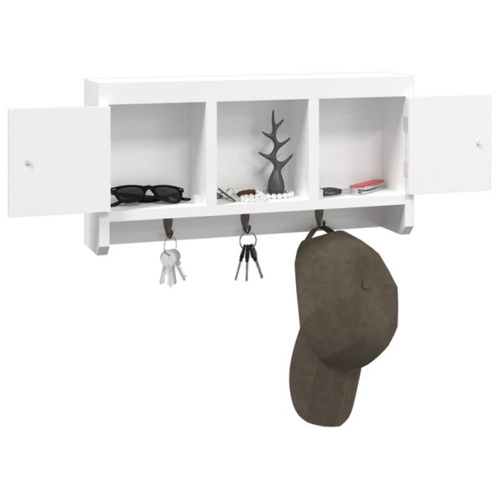 350631 vidaXL Armoire à clés Blanc 40x8,5x20 cm Bois d'ingénierie et acier