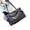 Large Capacity Bag with Lychee Pattern, European and American Women's Bag, Rivet Bag, Single Shoulder Diagonal Cross Handbag, Rivet Bag
