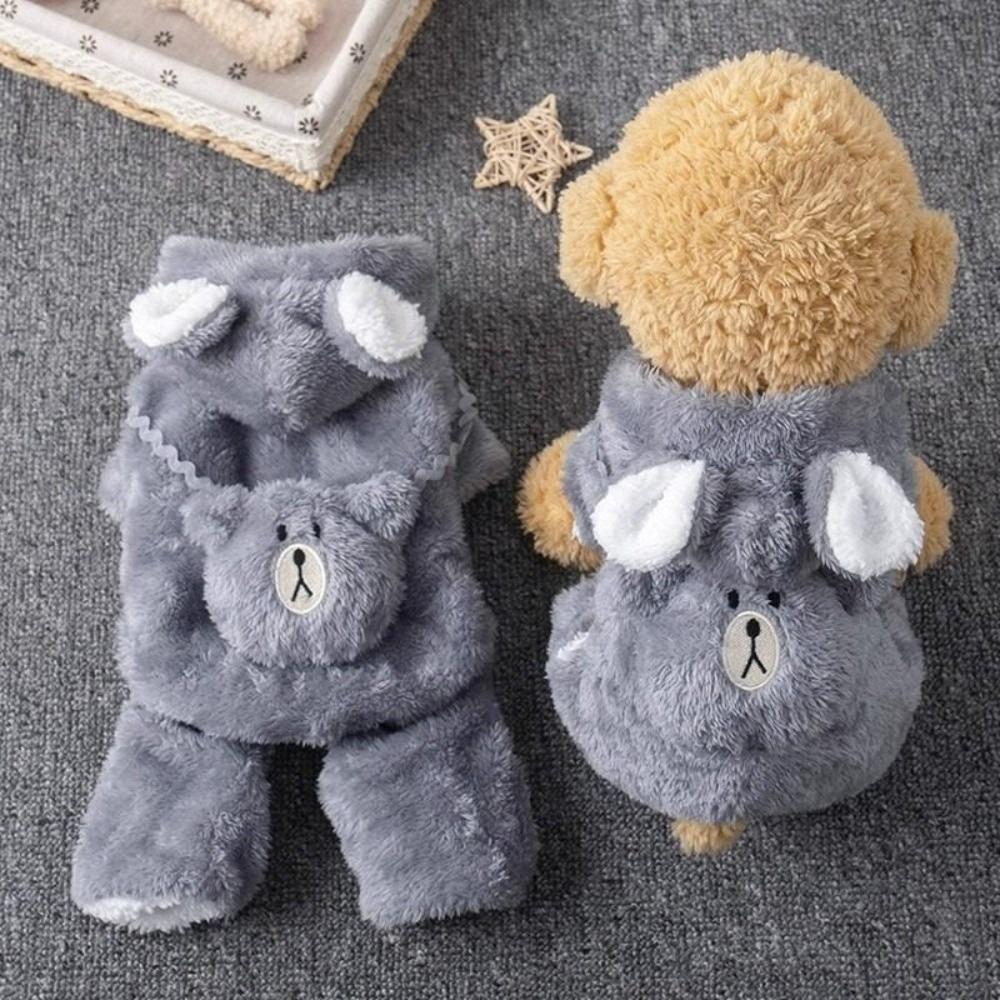 Fleece Lined Dog Clothes Hooded Four Legged Dog Clothes Windproof Warm Dog Outfits Autumn Winter