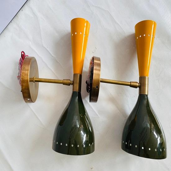 Wall Sconces Brass Italian Wall Light Modern Italian Style Sconces Diabolo Wall Light 2 Bulb Pair 1950’S Style Mid Century
