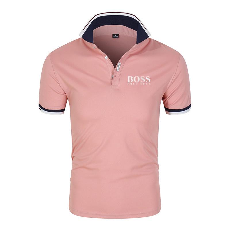 

Unisex Summer Korean Style Polo Shirt with BOS Letter Print - Short Sleeve XL