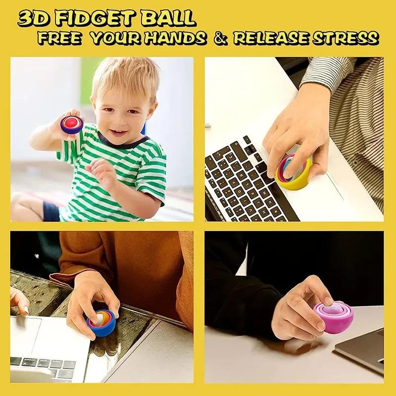 Fidget Toys Kids Spinner Gyro Ball Infinite Flip Decompression Sensory Toy ADHD Autism Stress Relief Toys Party Favors Gift