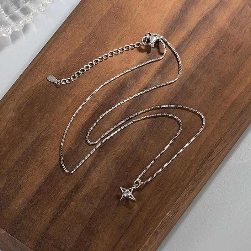 925 Silver Necklace Cute Five Pointed Star Smile Dimple Pendant for Women Girl Jewelry Gift