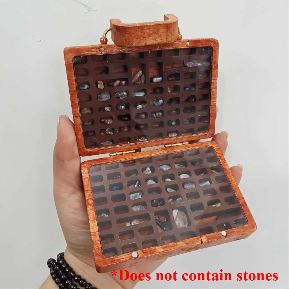 

Rock Collection Box Rock Display Case Box Random Crystal Mineral Display Showcase Wooden Stones Crystal Box Christmas Gift