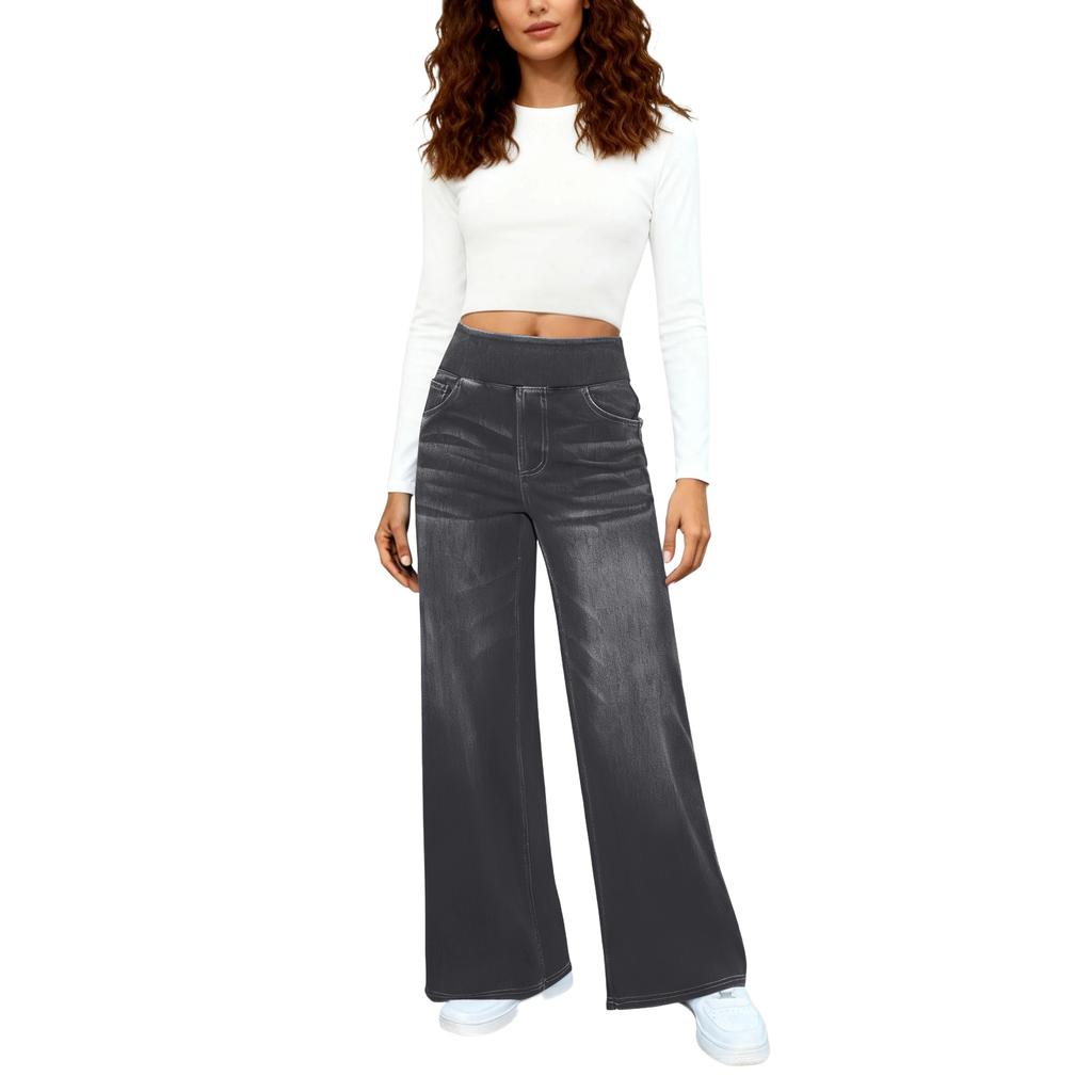 Jeans Femme Taille Haute Amincissants Jambe Large