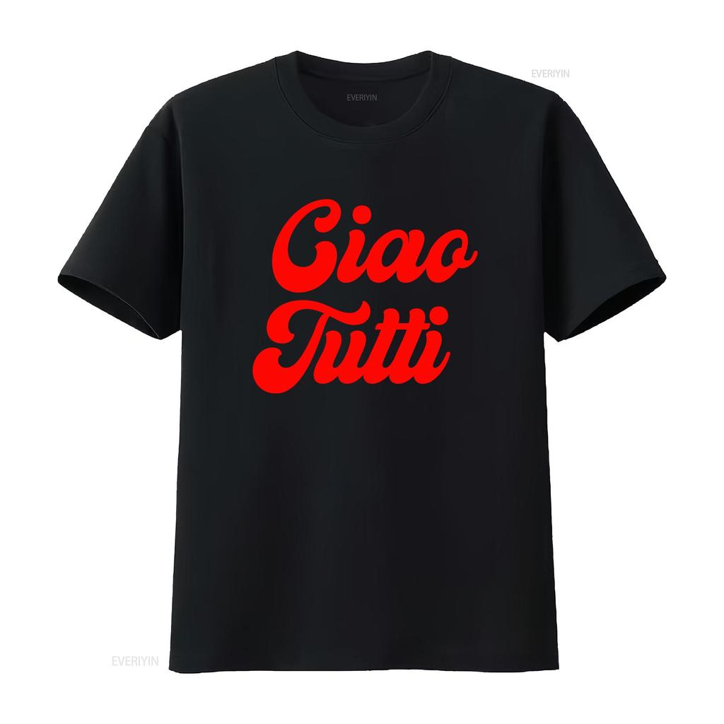 Vintage Retro Ciao Tutti Slogan Print Casual Streetwear T Shirt Vintage Washed Versatile Soft Stylish Stretched Streetwear