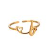 Tiny Initial Letter Rings For Women Gold Color  Stainless Steel Hollow Heart A-Z Initial Letter Ring Wedding Christmas Jewelry
