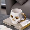 1Pc 580ML 600ML Porcelain White Black Skull Coffee Cup Beer Mug Drinkware For Juice Milk Ceramic Soup Bowls Halloween Gift