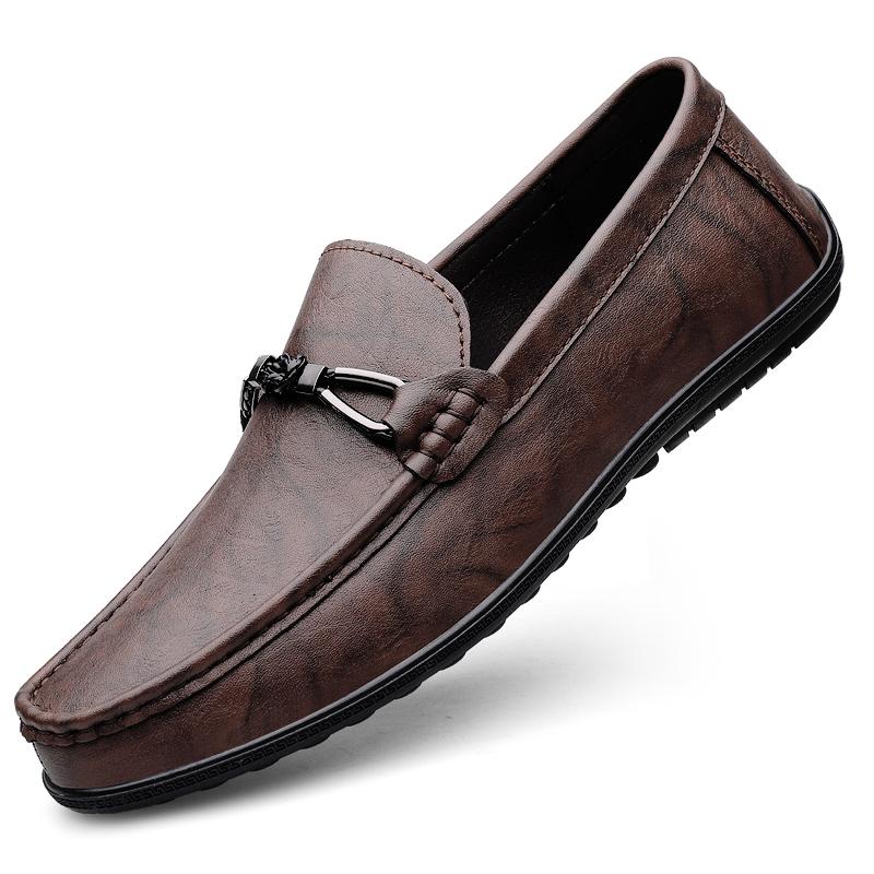 Fashion Men Handmade Leather Loafers Genuine Leather Slip on Casual Driving Flats Comfortable Male Business Shoes Male Dress Footwear