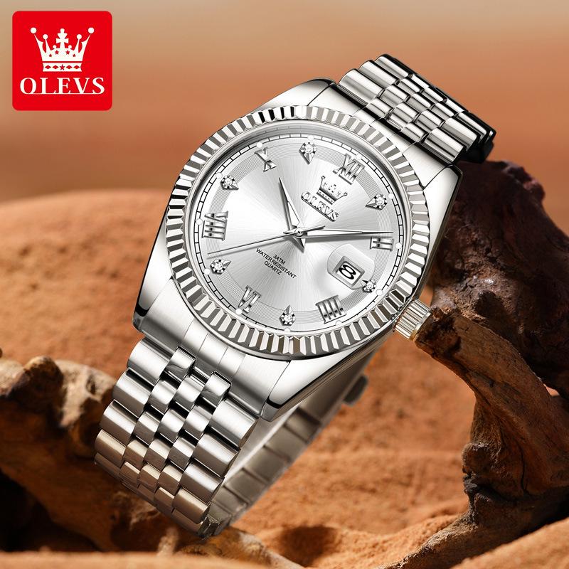 Oulishi Men's Quartz Watch: Single Calendar, Solid Band, Business Waterproof, Luminous