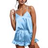 Women's Fashion Loose-Fit Strapless Sleeveless Top And Shorts Set Casual Pajama Set