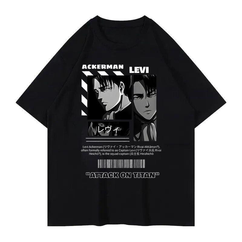 Attack on Titan Anime Levi Allen Retro Nadruk Koszulka Krótki rękaw Męska i Damska Letnia Czysta Bawełna Luźna Koszulka Cosplay