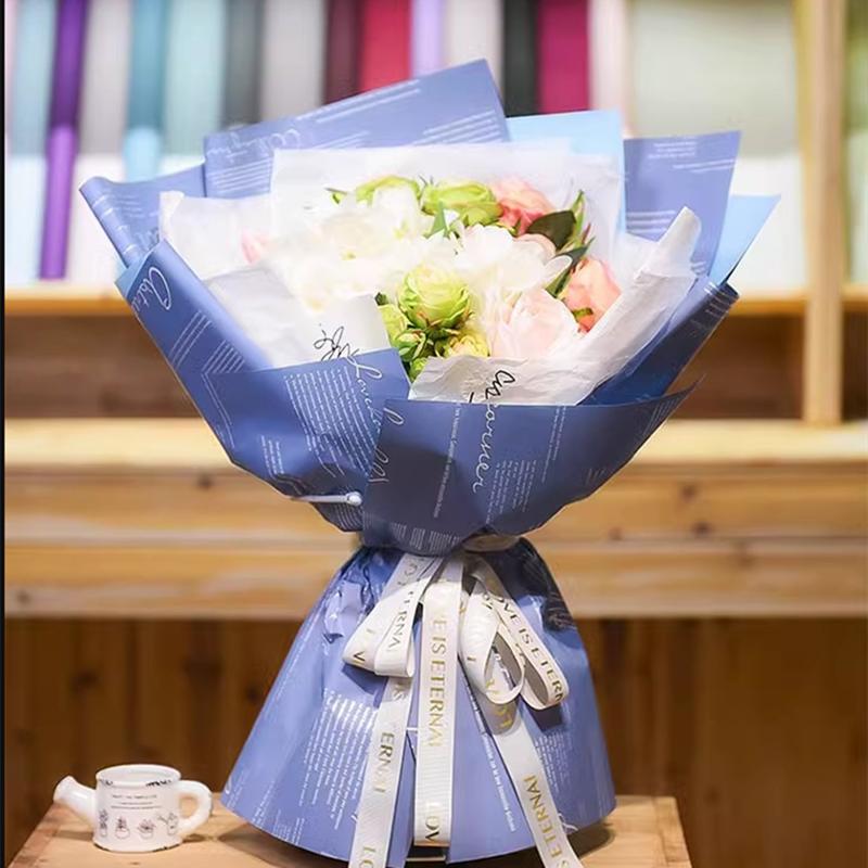 Nytt Premium Tvåfärgat Vattentätt Oya & Hanfei Omslagspapper för Rosbuketter – Dubbelsidigt Floralt Presentpapper, DIY Blomsterarrangemangsmaterial