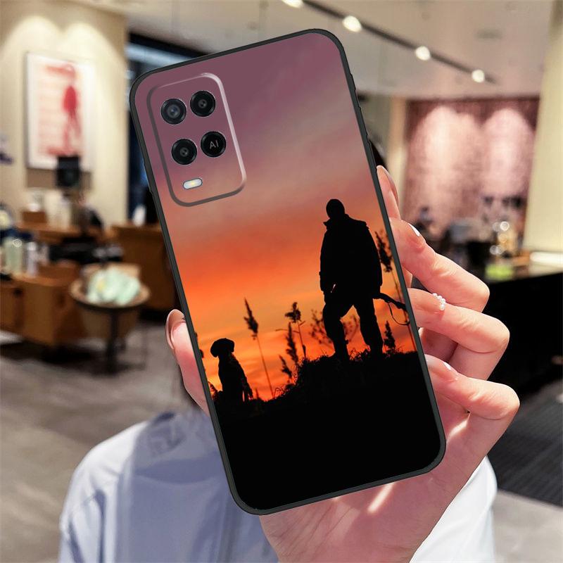 Hunter Man Fishing Dog Case For Oppo A17 A77 A80 A40 A60 A98 A78 A18 A38 A58 A16 A76 A96 A74 A94 A54 A57S A15 Cover