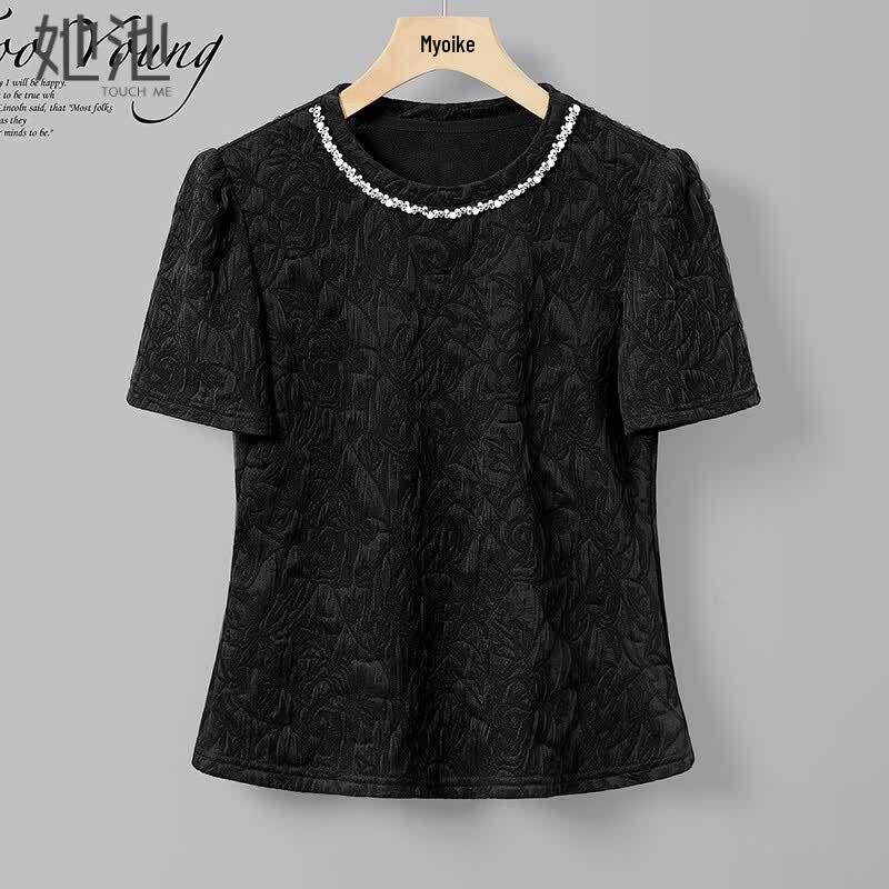 Women s Contrast Trim Round Neck T-Shirt L