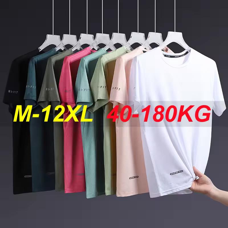 Men T Shirt 12xl 11xl 10xl Popular Tees Big Size 110-175kg 5XL 6XL 7XL Plus Size Spandex Round Neck Short Sleeve Oversized Tops
