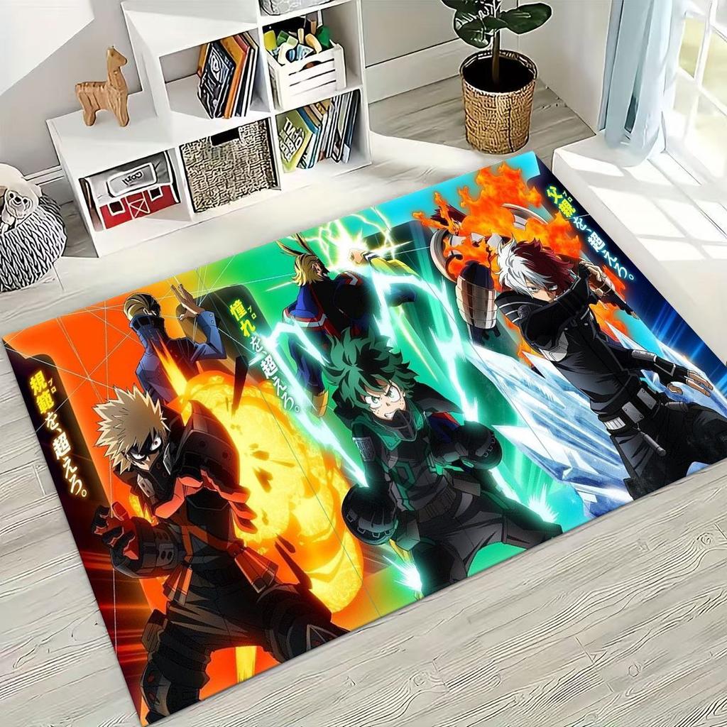 Anime My Hero Academia Deku Katsuki Kreslený koberec do ložnice obývacího pokoje na pohovku domů rohožka dekorace, dětská protiskluzová podložka na hraní