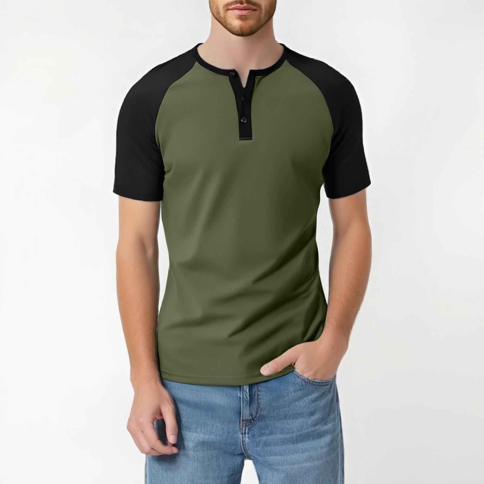 Summer Men s Matching Short-sleeved Shirt Single Breasted Breathable Sports Casual Top L армия зеленый 1413₽