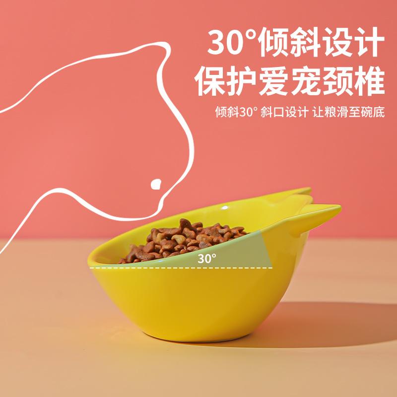 Macaron cat bowl ceramic pet bowl cat bowl dog bowl cat bowl with angled mouth for neck protection ceramic snack bowl water bowl
