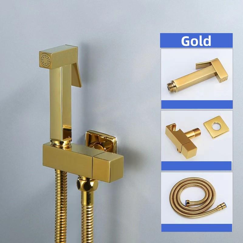 Brass Bidet Faucet Gold/Gun Grey Handheld Toilet Bidet Sprayer Hygienic Set Shower Toilet Single Cold Water Tap Self Cleaning