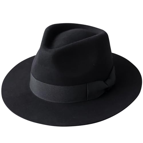 

Reck Hatter Men s RH-101 Mid-Brim Flat Felt Hat, Wide Brim, Size M, Autumn/Winter