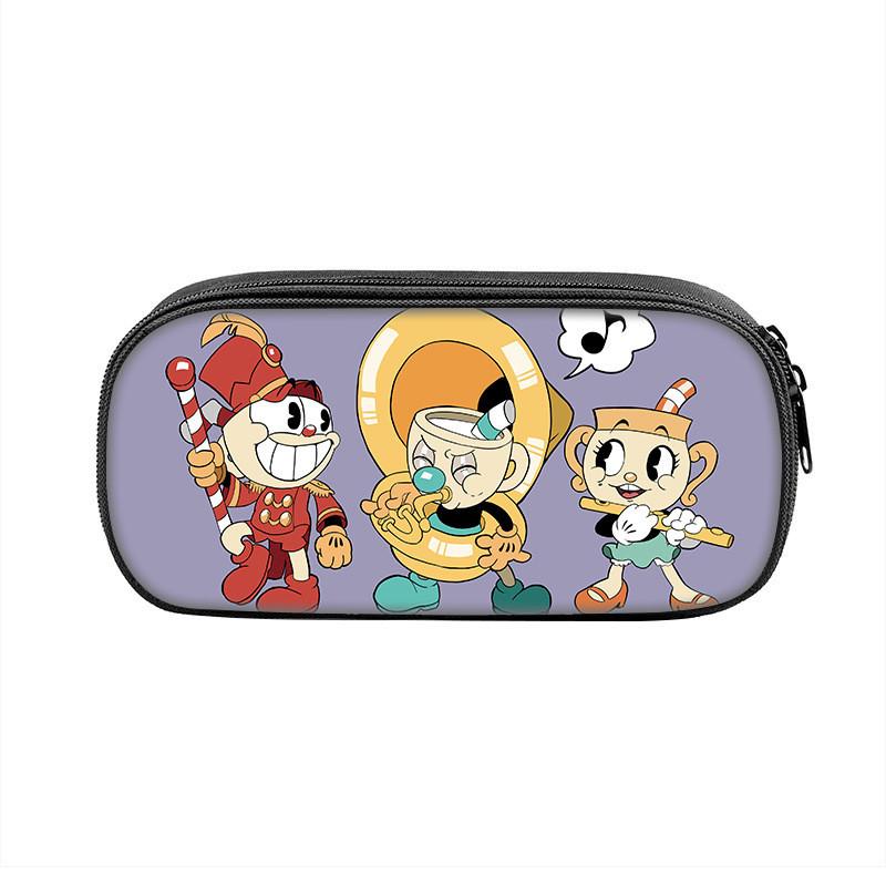 Cuphead Cartoon Pen Case Nylon Storage Pouch For Students And Kids