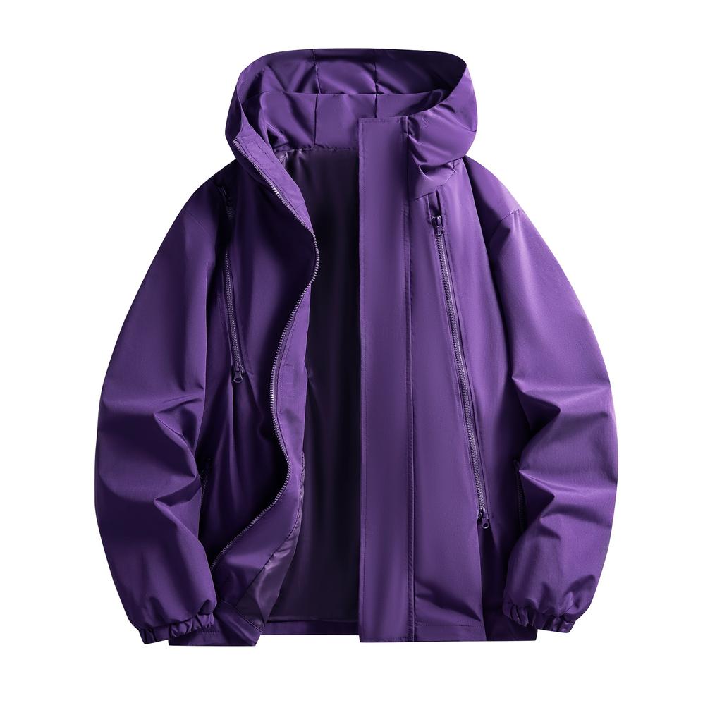 Red Zipper Waterproof Jacket Men's and Women's Spring and Autumn Jacket Hooded Jacket