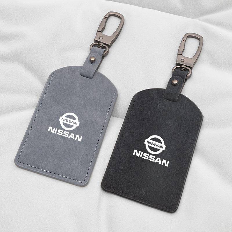 Car Key Holder Leather Flip Card Holder Decoration Accessory For Nissan Juke Leaf Qashqai Patrol PatAhfinder X-Trail Nismo Murano