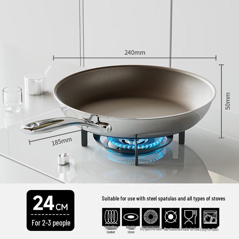 Red Chef 24cm Three-Layer Steel Frying Pan