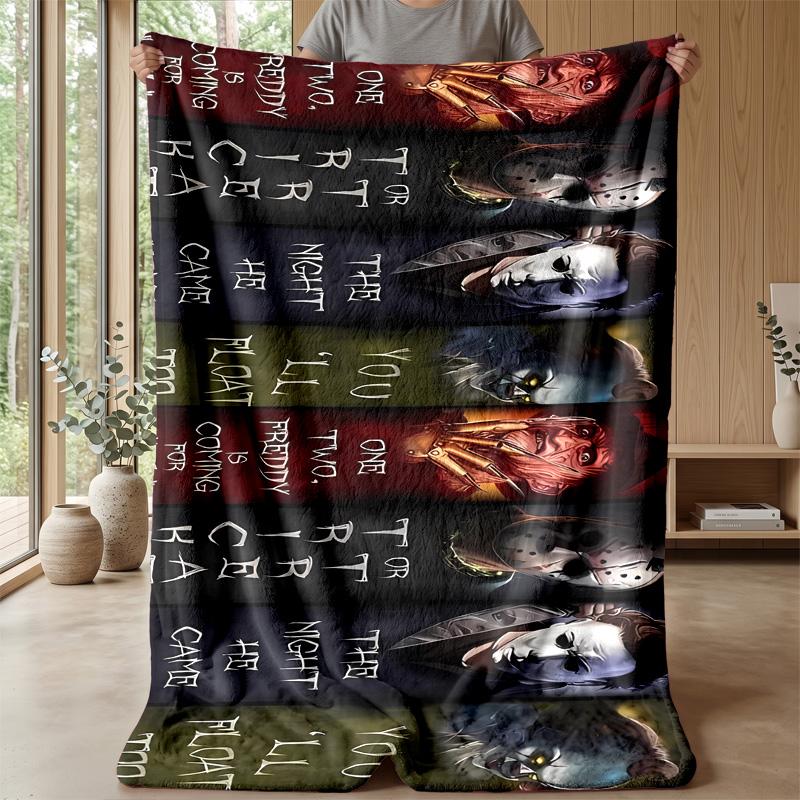 Horror Theme Blanket Soft Flannel Blanket Plush Throw Blanket Cozy Sofa Bed Blanket for Home Decor