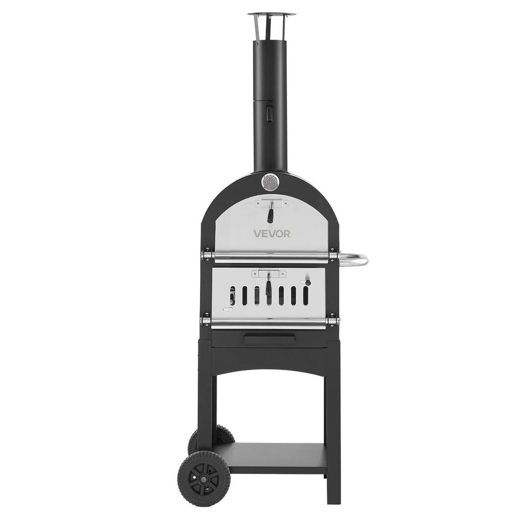 Forno per Pizza da Esterno, Forni a Pellet da 12", Forno per Pizza a 2 Strati a Legna, Forno per Pizza da Esterno a Legna con 2 Ruote Rimovibili, Massimo 1000